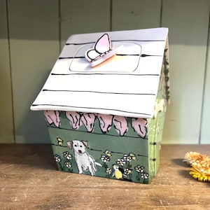 Personalized Dog Urn for Ashes, Hand-Painted Ceramic Pet Memorial Keepsake House image 13