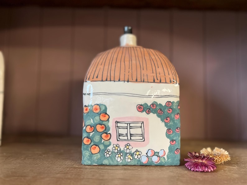 Handmade Cottage Urn, Ceramic House for Ashes, Personalized Inscription, Large Urn for Adult image 5
