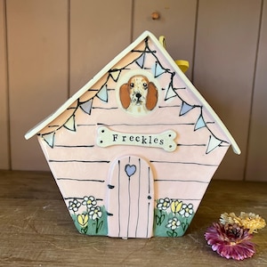 Personalized Dog Urn for Ashes, Hand-Painted Ceramic Pet Memorial Keepsake House image 19