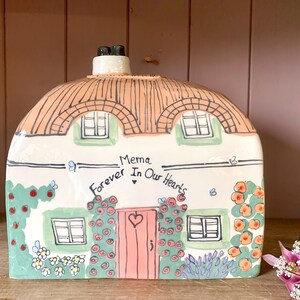 Handmade Cottage Urn, Ceramic House for Ashes, Personalized Inscription, Large Urn for Adult image 9