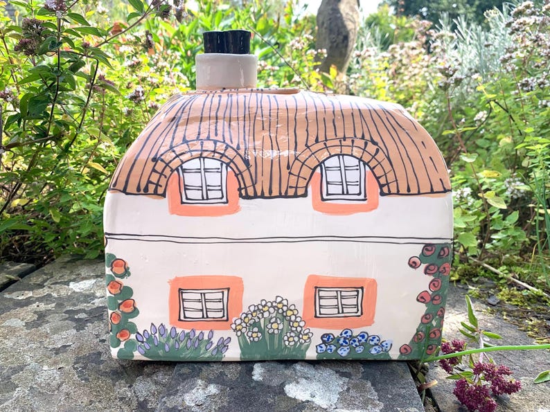Handmade Cottage Urn, Ceramic House for Ashes, Personalized Inscription, Large Urn for Adult image 8