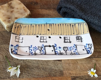 Handmade Ceramic Soap Dish: Cottagecore Design with Drainage Holes