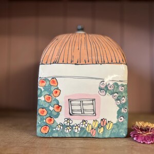 Handmade Cottage Urn, Ceramic House for Ashes, Personalized Inscription, Large Urn for Adult image 3