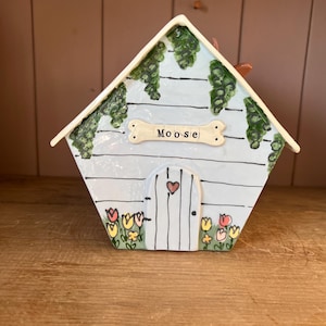 Personalized Dog Urn for Ashes, Hand-Painted Ceramic Pet Memorial Keepsake House image 14