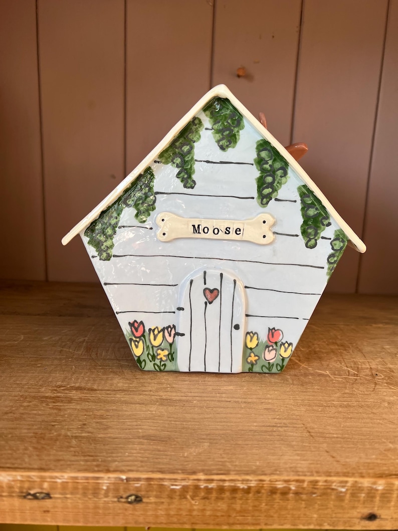 Personalized Dog Urn for Ashes, Hand-Painted Ceramic Pet Memorial Keepsake House image 14