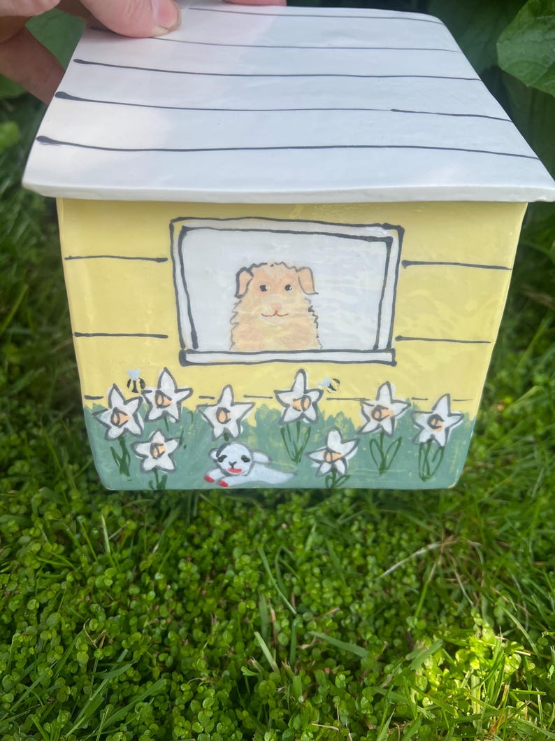 Personalized Dog Urn for Ashes, Hand-Painted Ceramic Pet Memorial Keepsake House image 20
