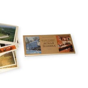 1975 Conjunto de cartas soviéticas de 24 - Yasnaya Polyana The Leo Tolstoy's Estate Museum, cartas coleccionables de la URSS en ruso