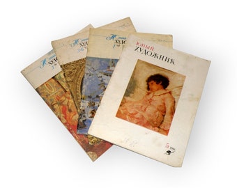 Junger Künstler - Set aus 4 Zeitschriften der UdSSR, sowjetische und russische Malerei, sowjetische Ephemera, alte Kunstzeitschriften zum Sammeln