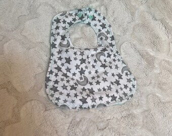 Baby bib, Bib, Gender Neutral, bib Baby shower gift, Newborn gift, Baby, white, teal, comfy, gray, moon