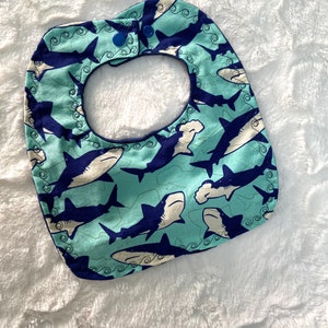 Shark bib, Bib, Baby bib, Baby boy, bib, Baby shower gift, Newborn gift, shark, navy, blue, teal, comfy, blue
