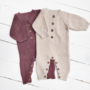 Baby Knit Sweater Romper Long Sleeve Warm Cotton Ribbed kids Dressy Jumpsuit  Romper BUTTON opening legs HARPER discontinued