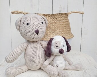 Crochet Teddy Bear Toy Baby Boy Soft Stuffed Doll or Puppy dog Baby's First Toy Sleeping Buddy Security Blanket Toy Amigurumi lovey