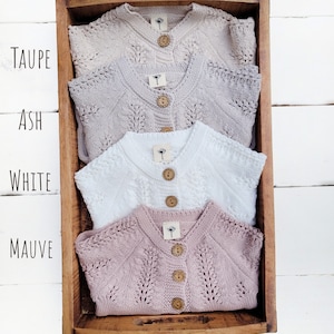 Baby Girl Sweater Cotton Knit Dressy top for romper dress 3 button front Fall and spring colors Light Cardigan OLESYA