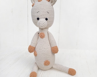 Crochet Giraffe Toy Baby Boy or Girl Soft Stuffed Doll  Baby's First Toy Sleeping Buddy 14" Security Blanket Toy Amigurumi lovey