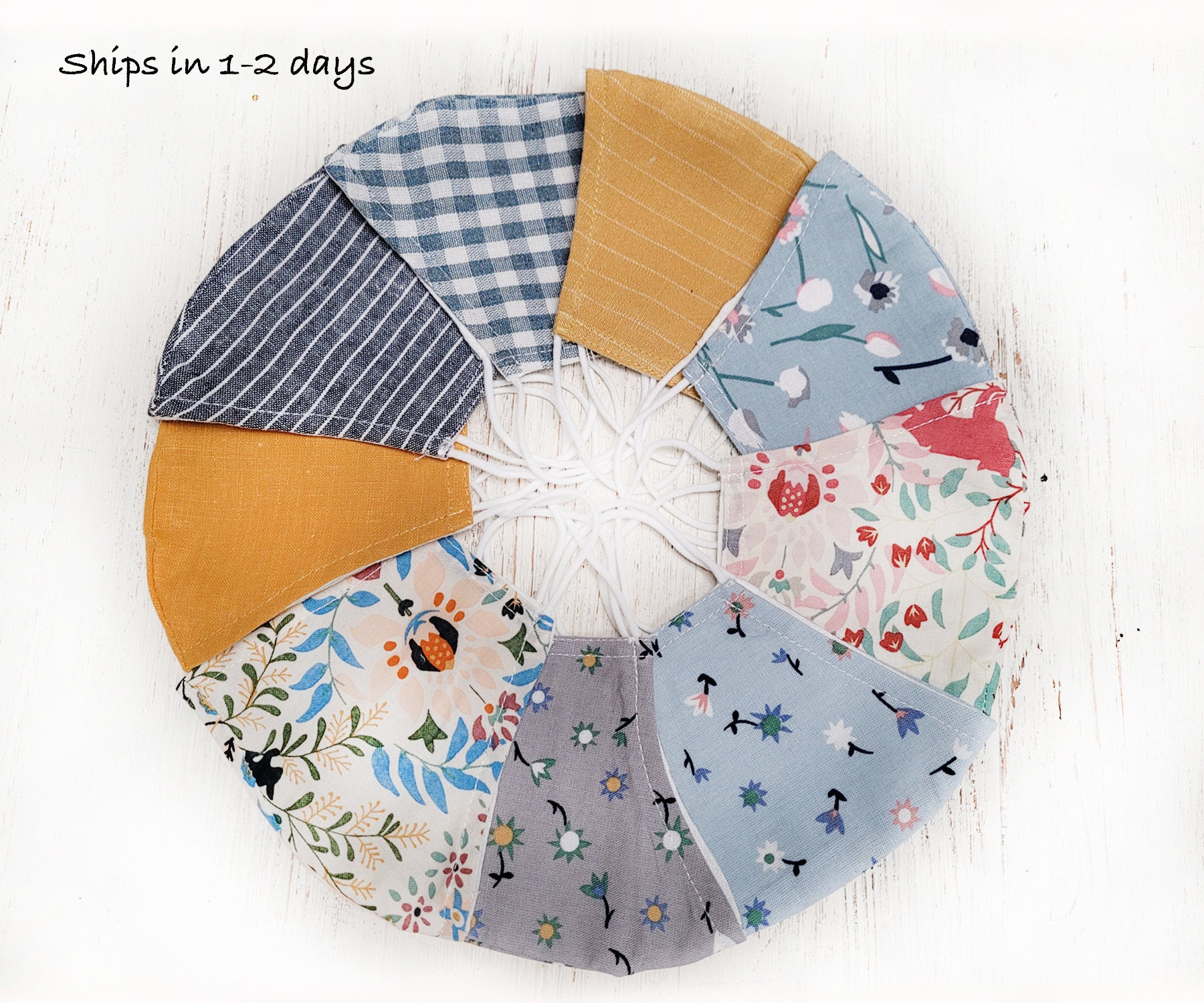 Reusable Reversible Linen Face Masks Face Covering 2 layer Kids Youth…