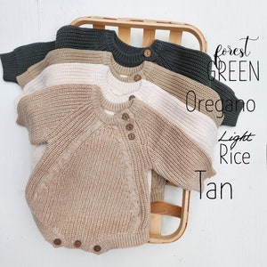 Baby Knit Jumper Romper neutral knits Baby clothes Toddler Boy Girl knit Outfit Jumpsuit newborn photoshoot Buttoned ELLIOT outfit