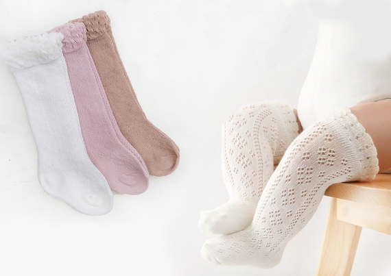 Calcetines 100% de algodón hasta la rodilla para niños y niñas