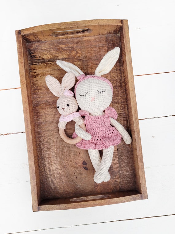New Amigurumi Cotton Crochet Sleepy Bunny newborn gift Handmade toy baby gift 