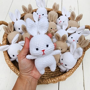 Cotton Crochet Baby Toy MINI Bunny Head Amigurumi Rabbit 5.5 inch Soft Stuffed Doll Baby's First Toy Sleeping Buddy POCKET Bunny
