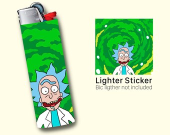 Rick Lighter Sticker For BIC Lighter, Rick and Morty Lighter Vinyl Sticker, lighter cover