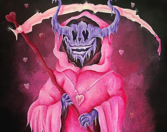 Heart Demon Original Acrylic Painting | Kindness is Our Motto | Canvas | Fantasy Weird Unique Home Decor
