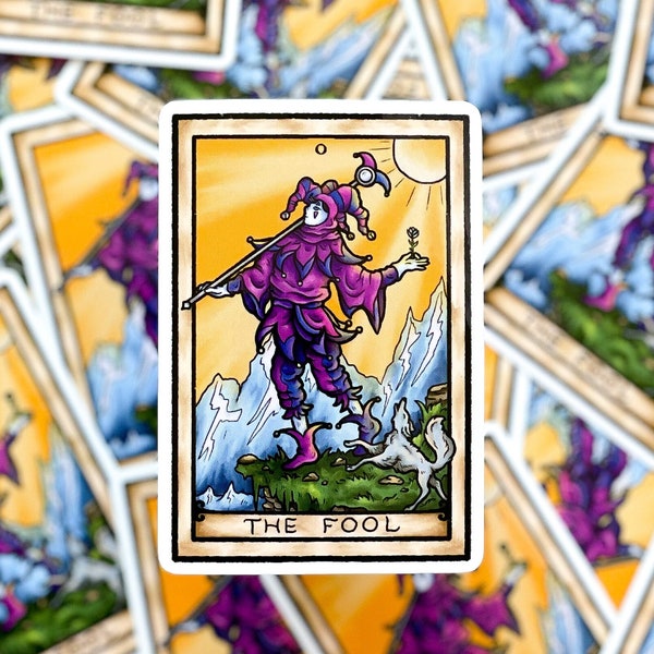 The Fool Tarot Card Vinyl Sticker | Waterproof Jester Character Design | Witchy Spiritual