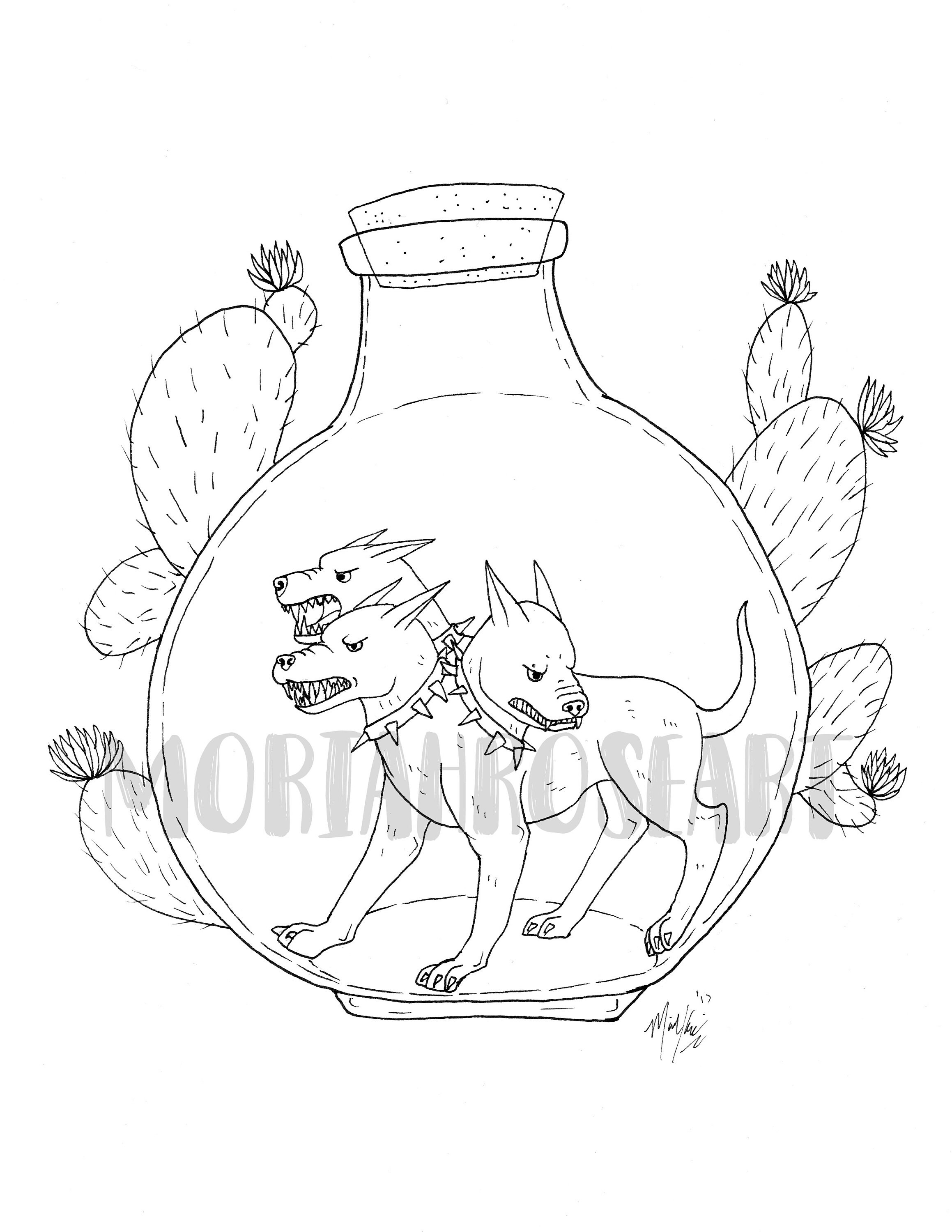 Bottled Cerberus Coloring Page Digital Download Printable | Etsy