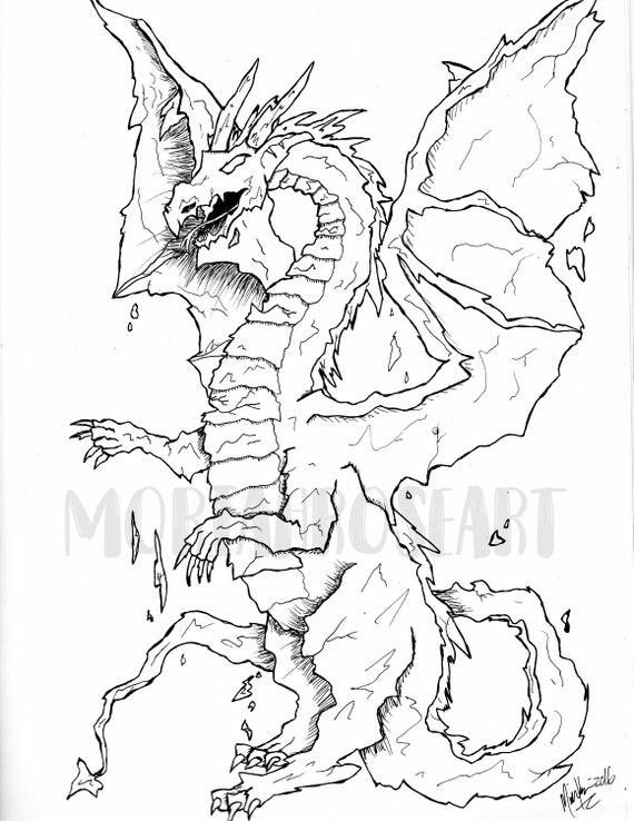 Rock Dragon Coloring Page Digital Download Printable | Etsy