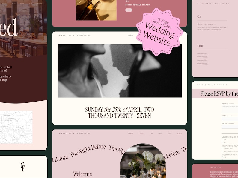 Squarespace Wedding Website Template: Invitation & RSVP image 1
