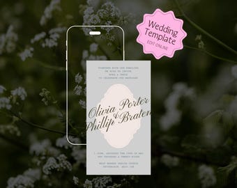 Modern Wedding Invitation Template: DIY Digital Download