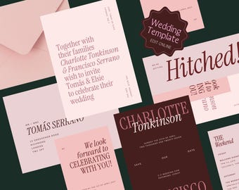 Modern Wedding Invitation & Save the Date Canva Template: Digital Download
