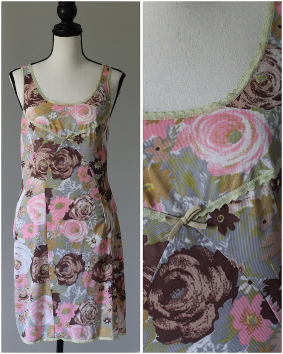 Groovy Blooms - 60s Vintage Floral Slip Dress - image 1