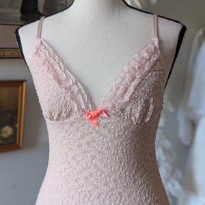2012 Victoria’s Secret Pink Lace Bodycon Mini Dress – Sheer Floral Stretch Slip Dress with Ruffle Trim & Bow, Sexy Lingerie Nightie
