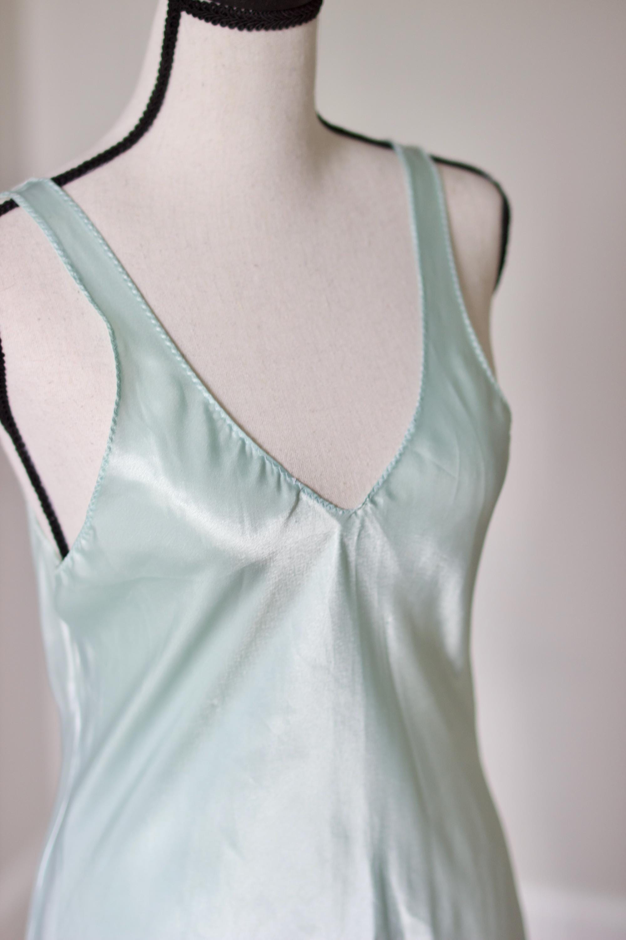 Vintage 70s Pastel Blue Satin Mini Slip Dress – Retro Satin Lingerie