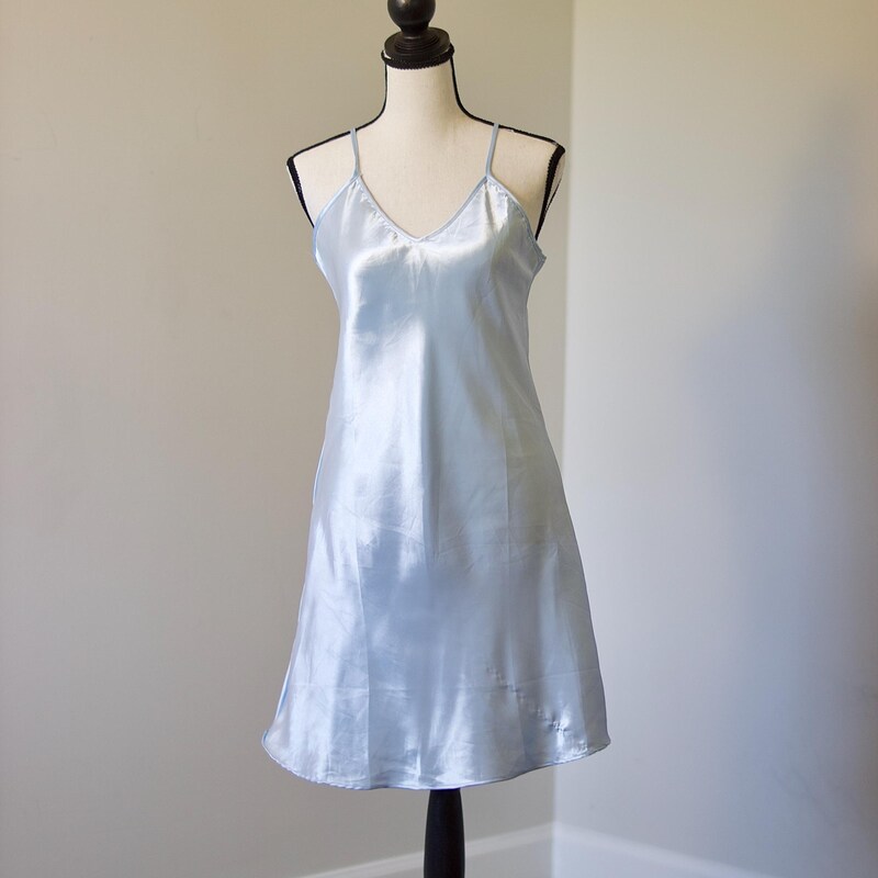 90’s Blue Embroidered Slip Dress