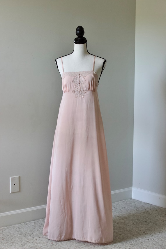 Hand dyed blush pink vintage maxi slip - s/m main image 1