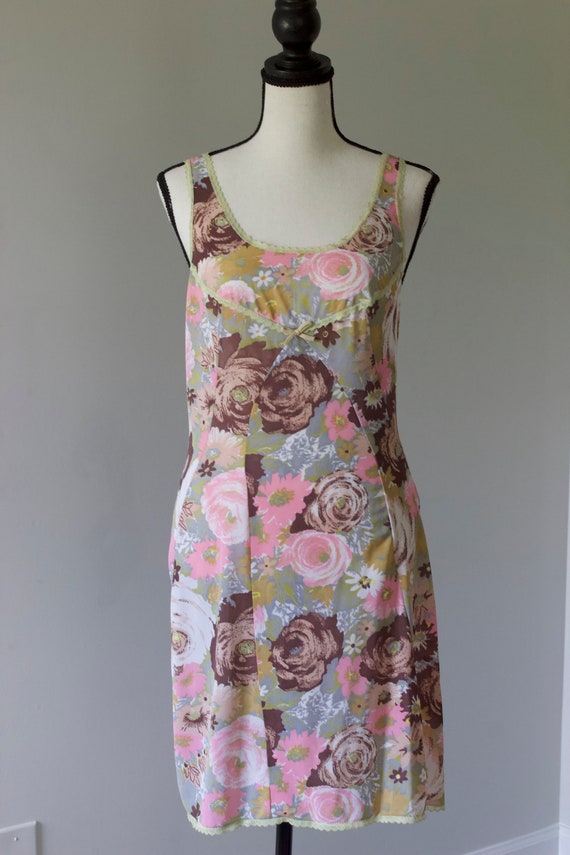 Groovy Blooms - 60s Vintage Floral Slip Dress - image 2