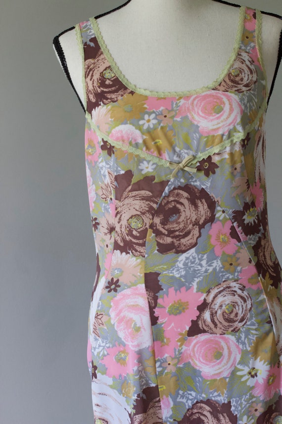 Groovy Blooms - 60s Vintage Floral Slip Dress - image 4