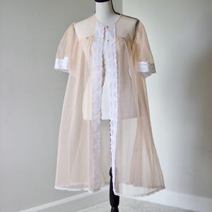 Sunset Bloom - 50s Vintage Sheer Orange Robe