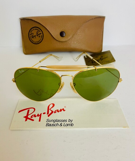 Vintage Aviator Ray Ban Green RB3 Bausch Lomb USA Bl 62mm w/ Case New Old Stock Vtg