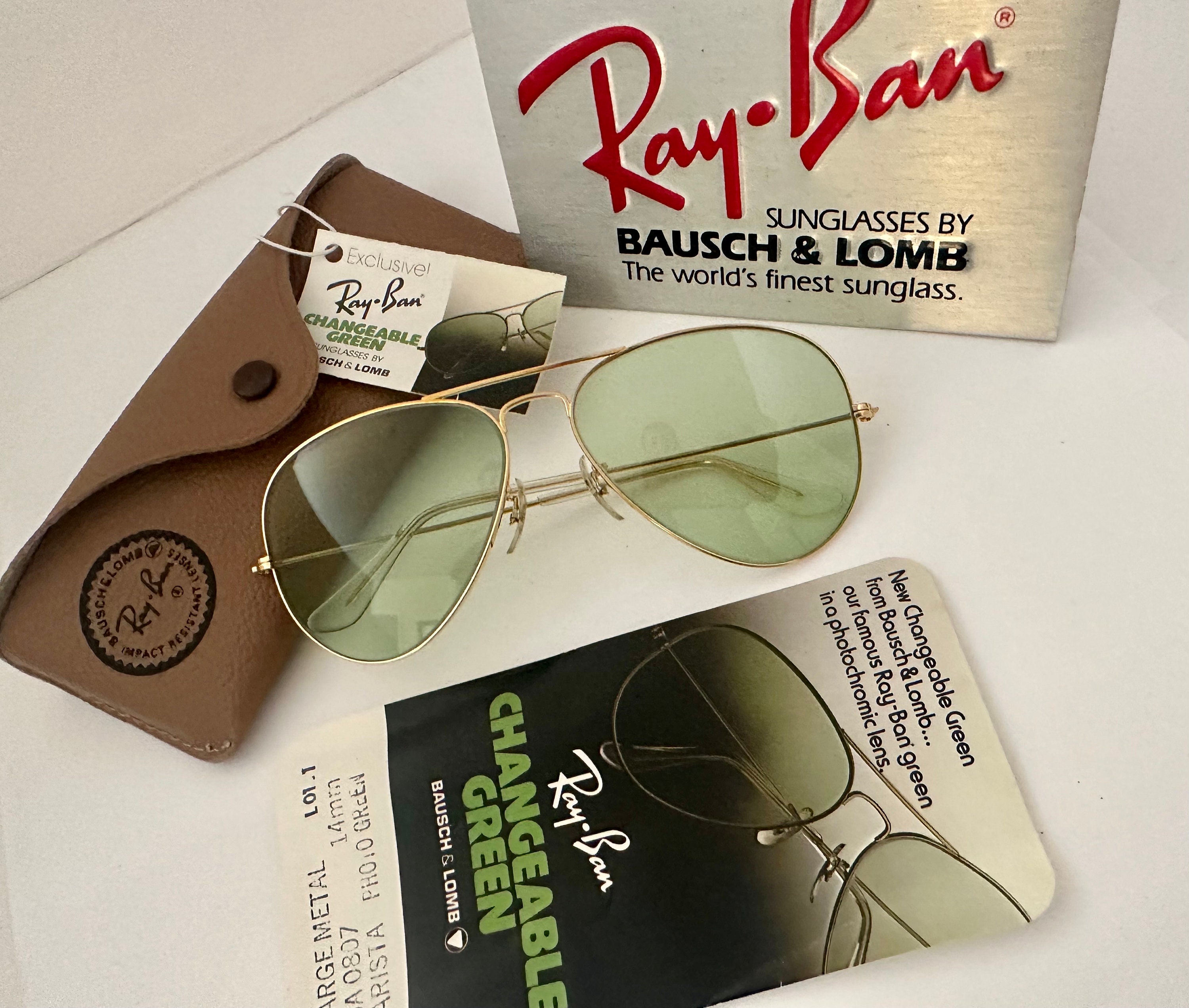 New Old Stock 58mm Green Changeable Photochromic RB2 Vintage Aviator Ray Ban Sunglasses Bausch Lomb Vtg NOS Vtg Original Etsy Denmark