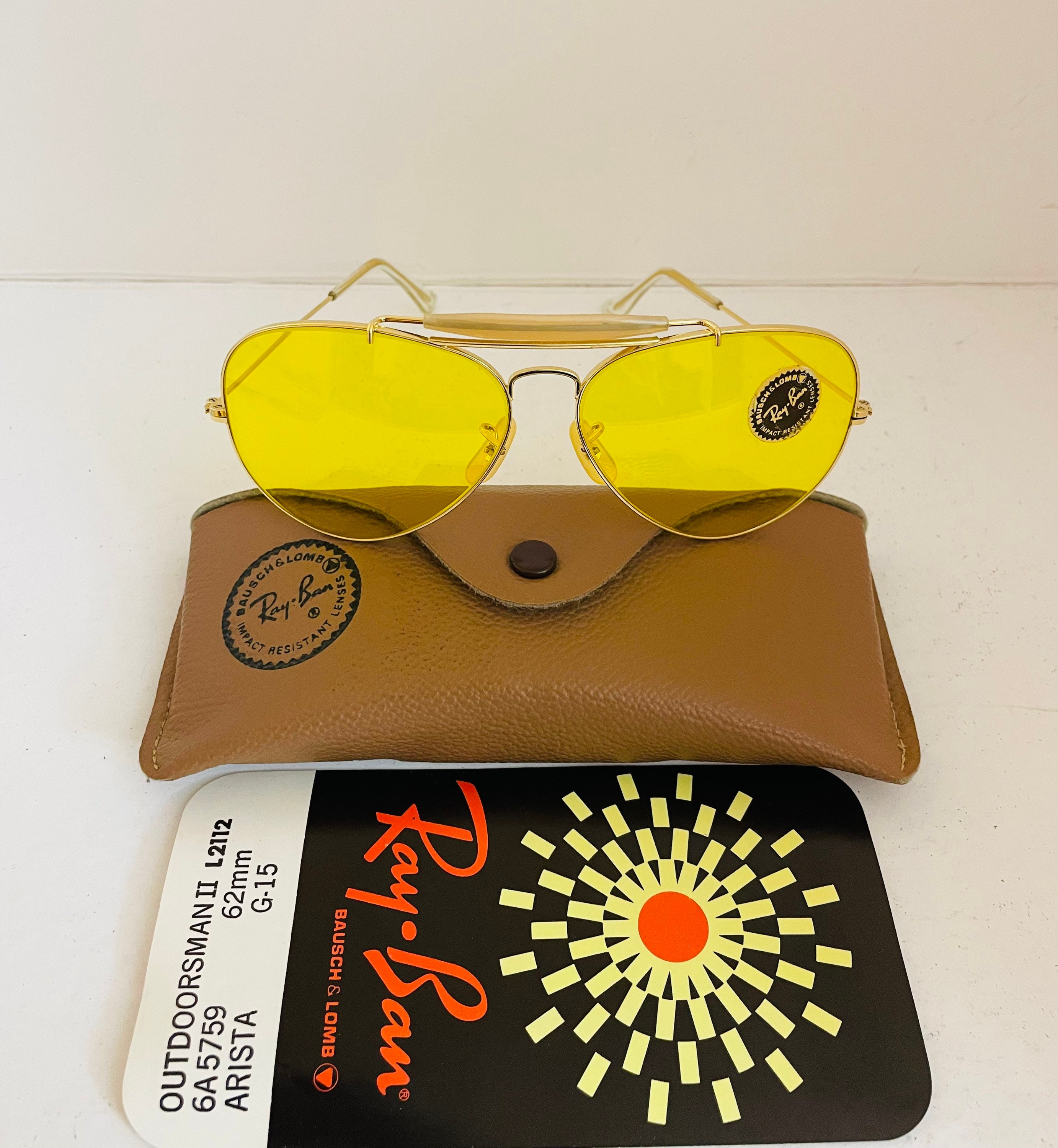 62m New Old Stock Vintage Aviator Ray Ban Yellow Kalichrom USA - Etsy