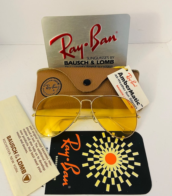 New Old Stock 58m Vintage Aviator  Ray Ban yellow 