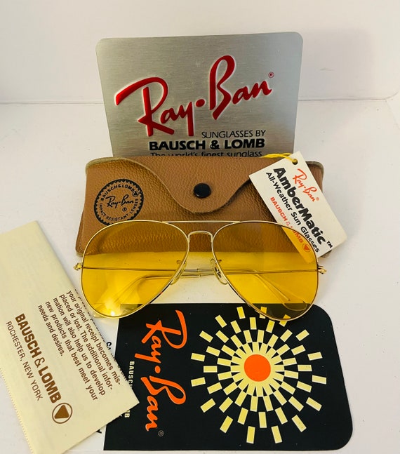 New Old Stock 58m Vintage Aviator  Ray Ban yellow 