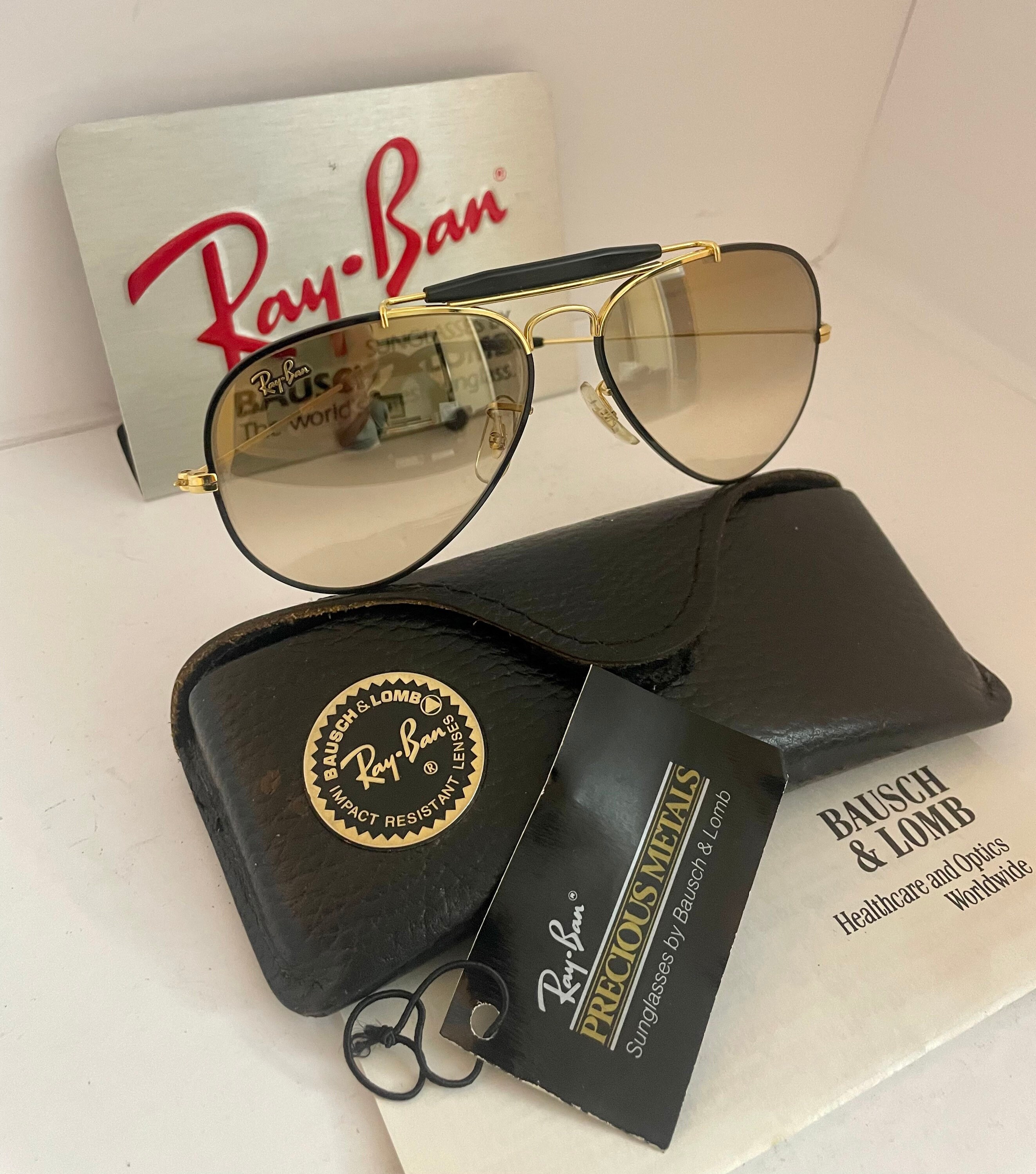 New Old Stock 58mm Vintage Aviator Ray Ban Precious Metal