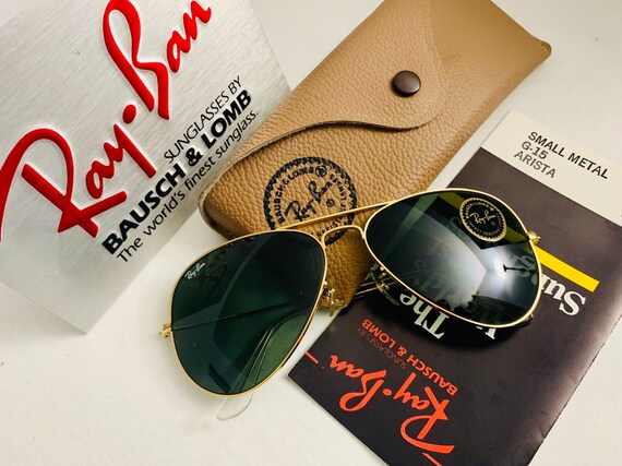 Vintage New Old Stock Aviator Ray Ban Sunglasses Green G15 Etsy