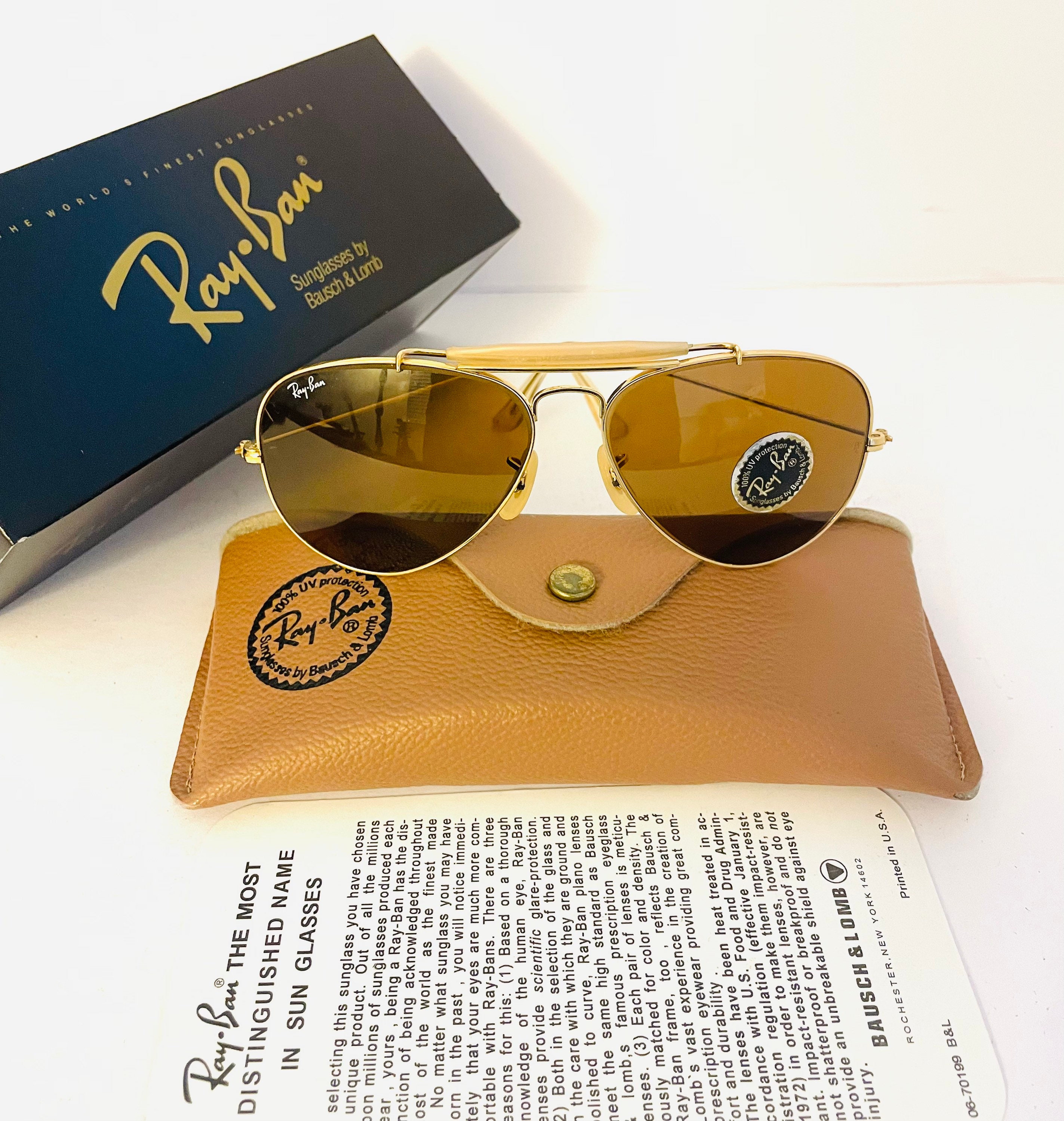 NEW Old Stock Vintage Ray Ban Brown 58m 