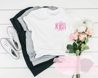 Custom Small Monogram T-shirt | Personalized T-shirts | T-shirts with initials | girly t-shirt | Adult and youth shirts | Gildan crew neck