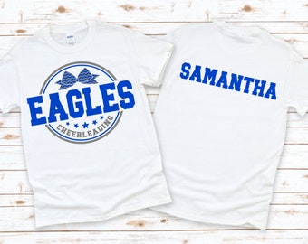 Cheerleader spirit shirt with name on back | Personalized cheer shirts | Cheer team shirts | Youth and adults | Cheer tee | Team spirit