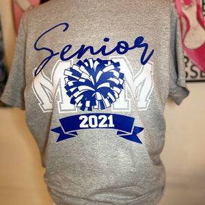 Senior Cheer mom t-shirt | cheer t-shirt | spirit shirts for cheerleaders | cheer shirts | Senior mom shirt with pom pom | Gildan senior tee